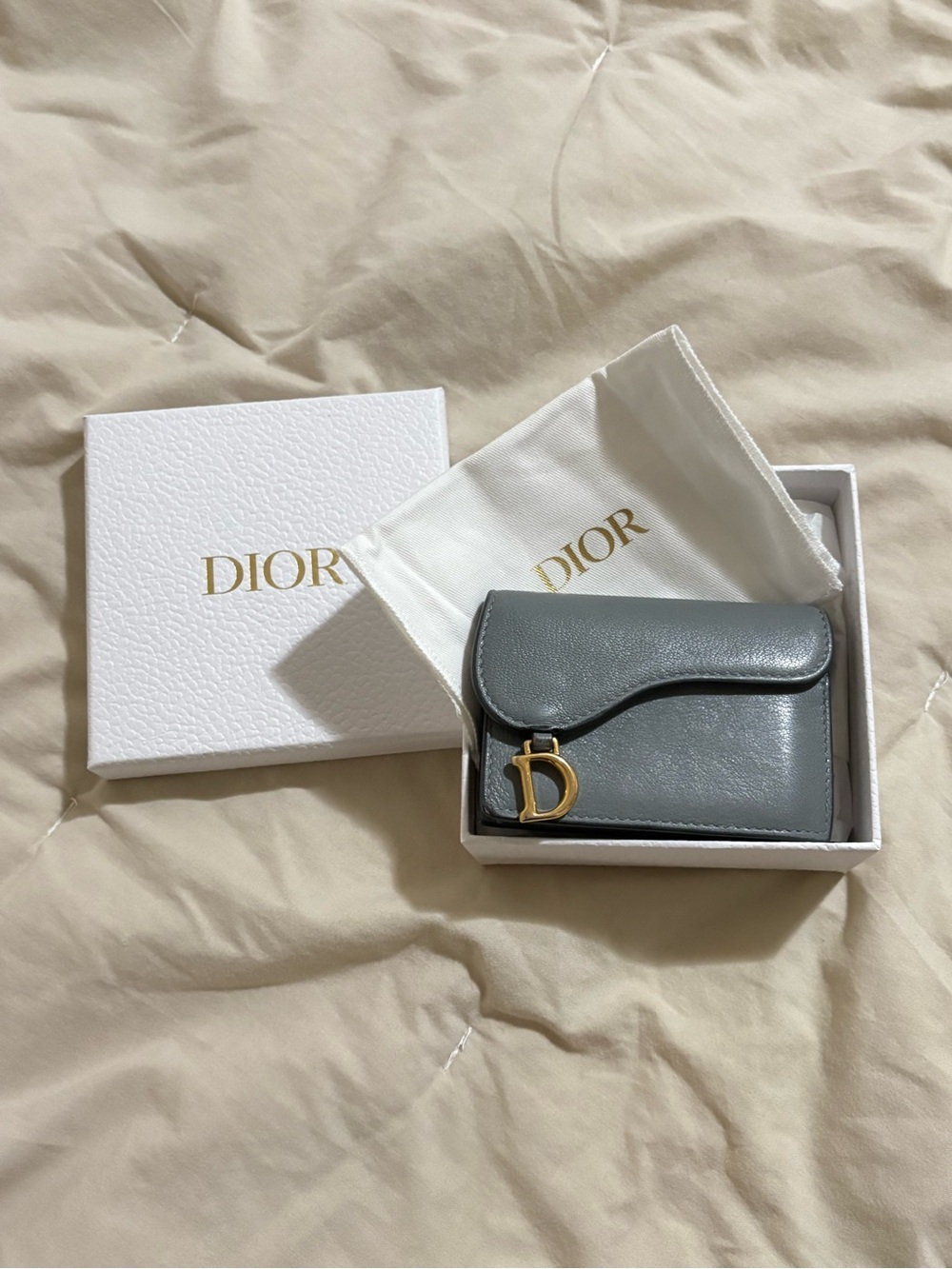 Dior Saddle Card Holder - Cloud Blue